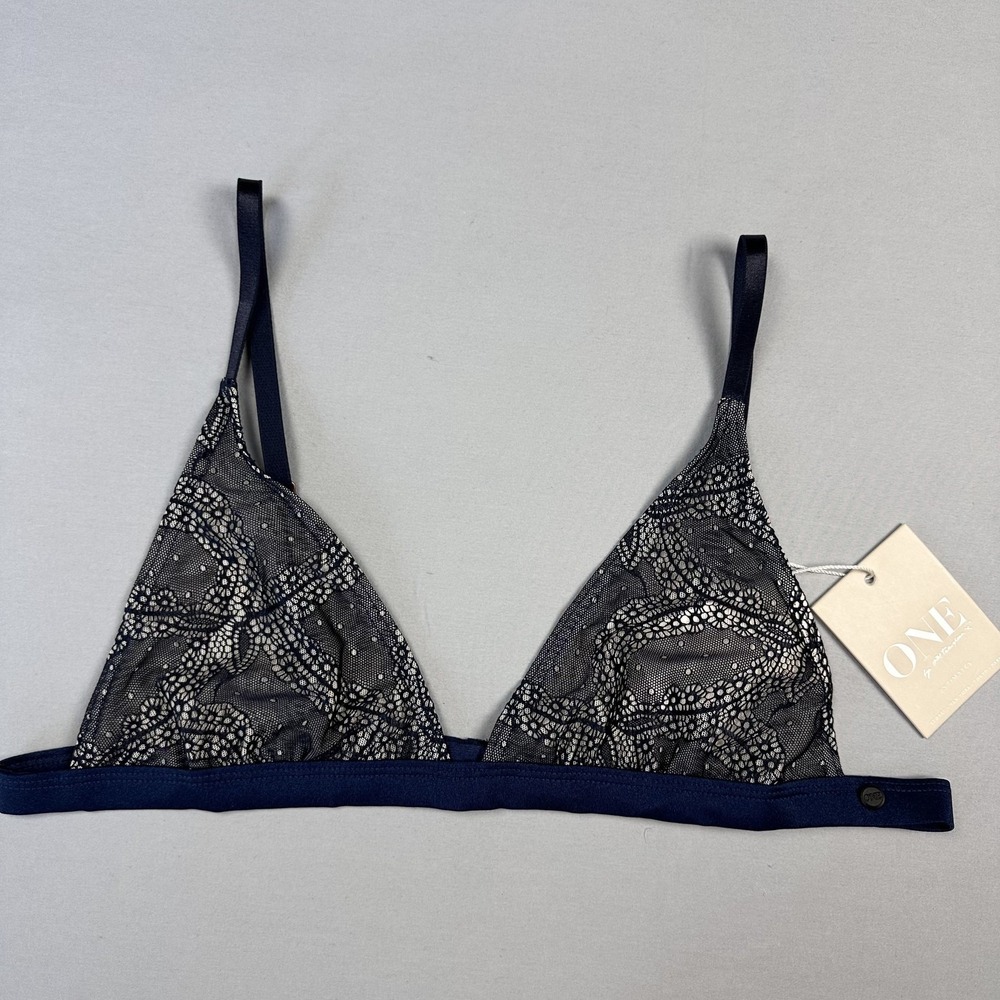One Teaspoon Le BMB Lace Bodice Womens XL‎ Navy Blue Bralette Sheer Mesh Bra NWT